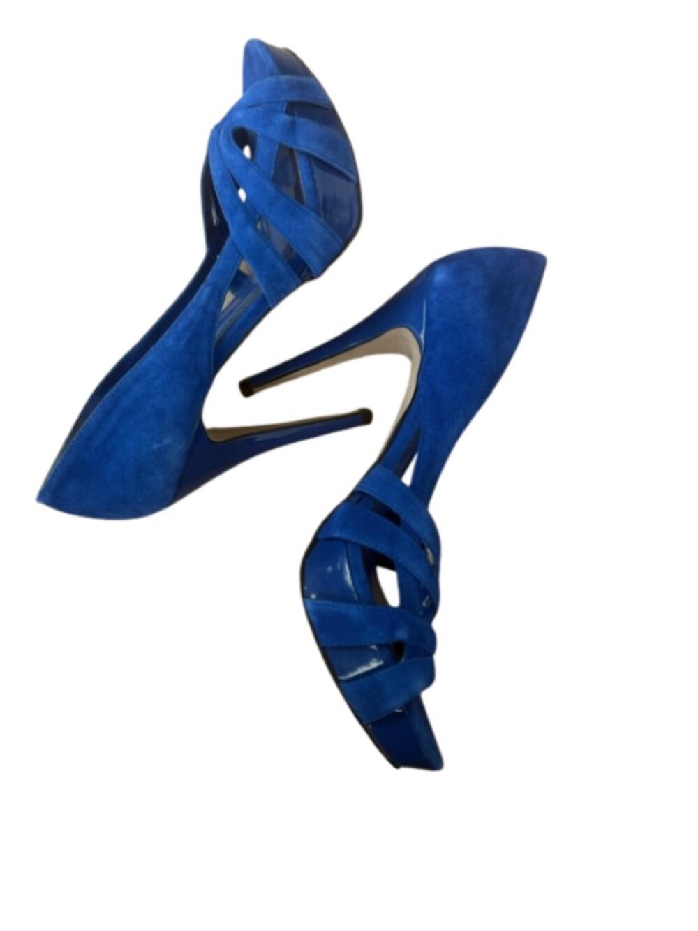 Steve Madden Royal Blue Suede Open-Toe High Heels Womens Size 9 - Picture 2 of 6